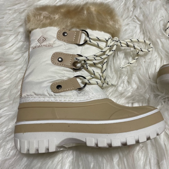 Dream Pairs Cream and Tan Cozy Winter Boots - Picture 2 of 5